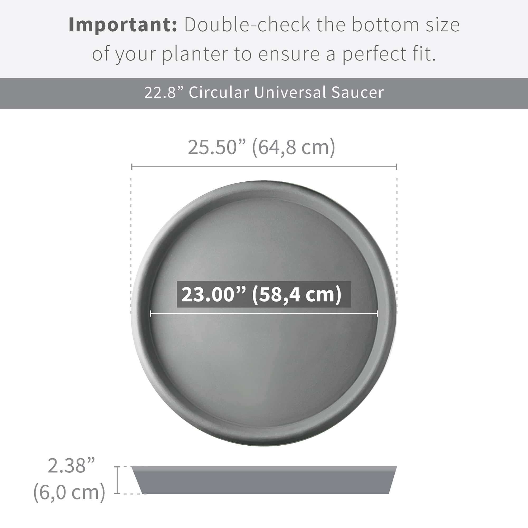 22.8 in Universal Round Saucer Infographic
