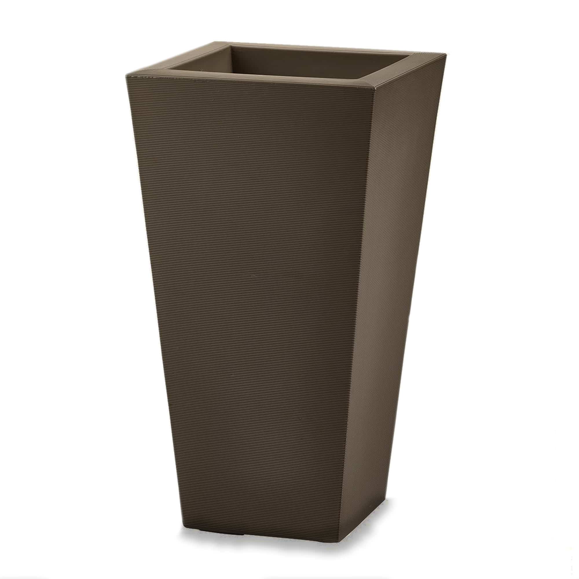 Bowery Planter in Mocha Brown – Brown round planter with matching saucer