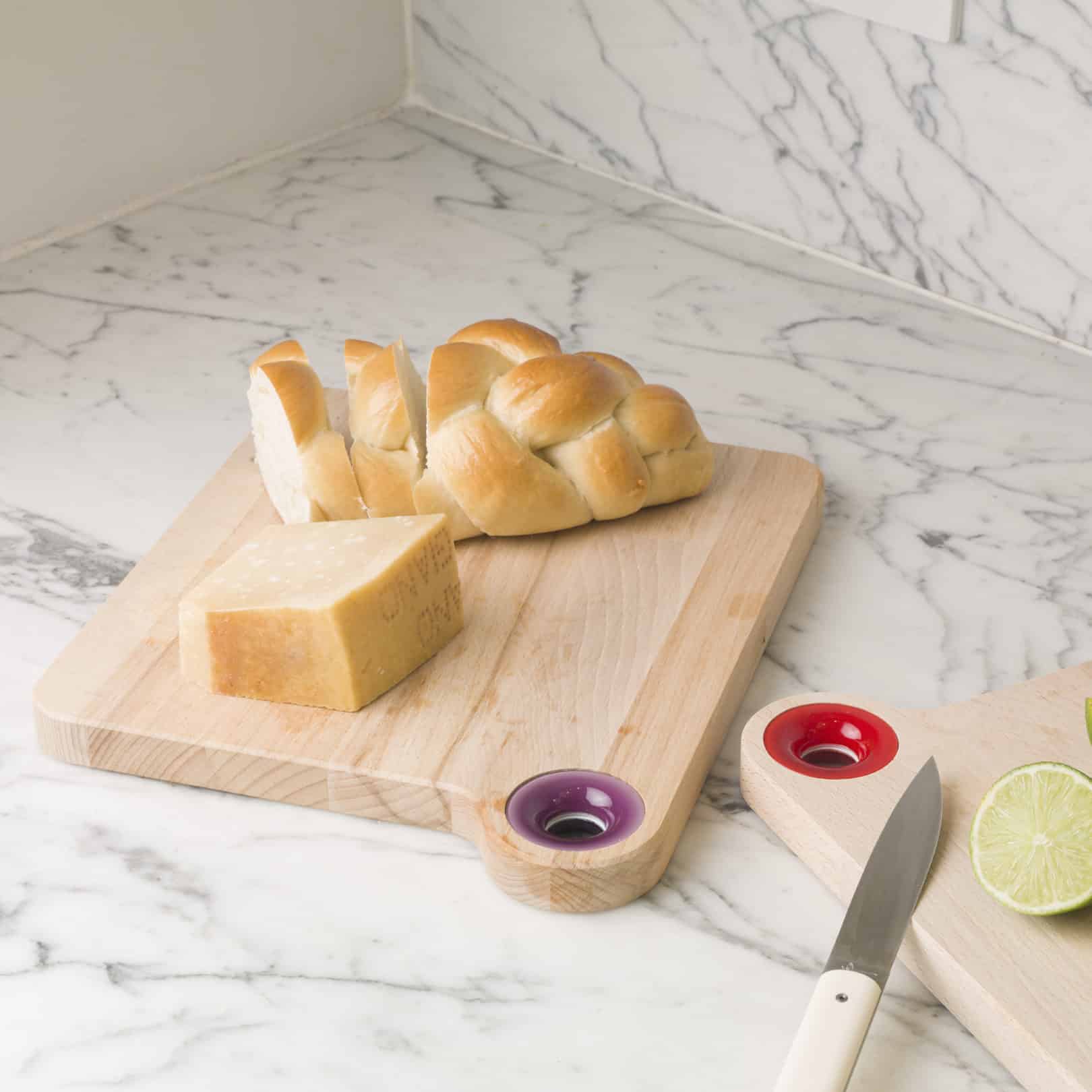 bread and cheese on jojo chopping board