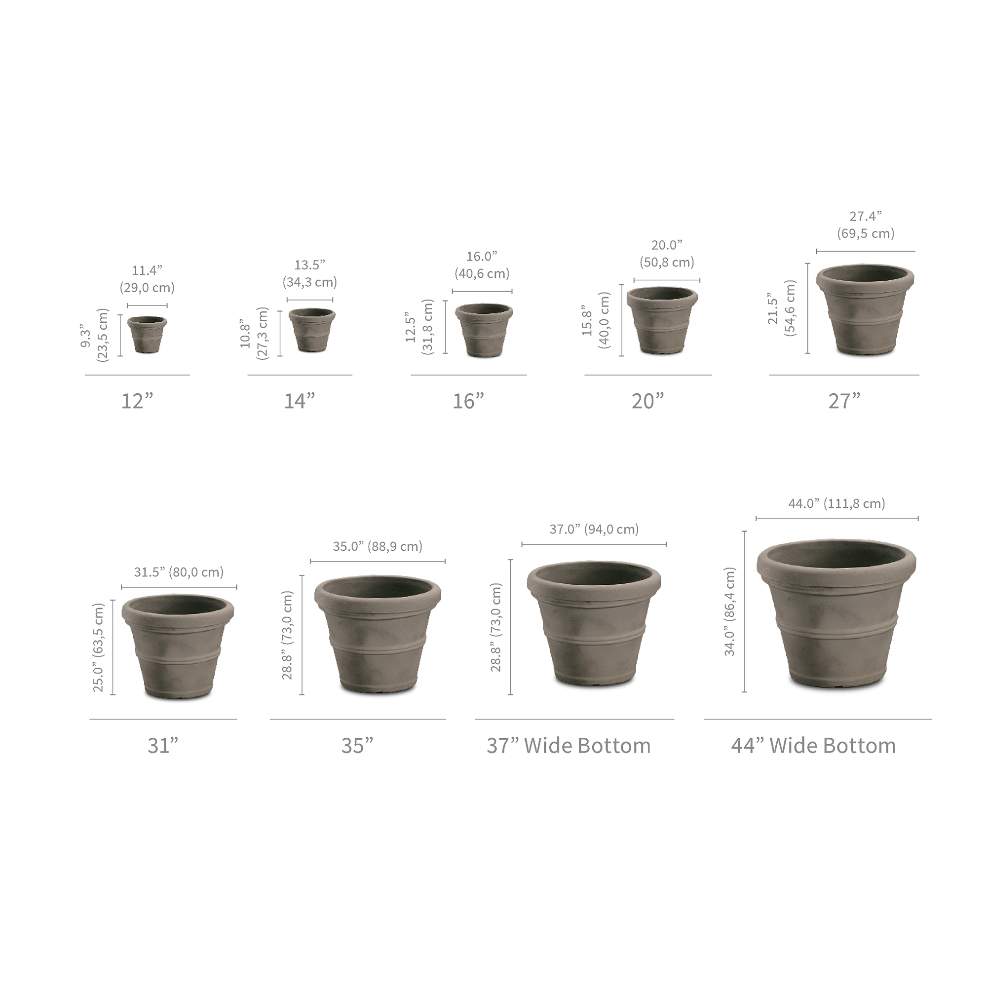 Olly & Rose Ceramic Plant Pot Large 10 inch Off White Flower Pots Indoor Outdoor Planters Gray