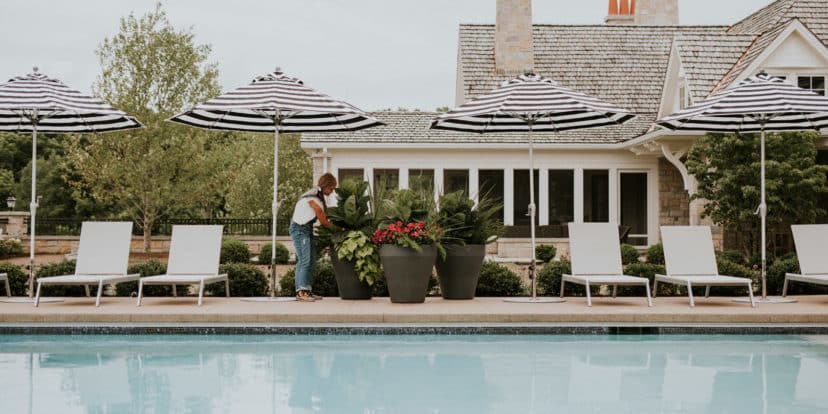 planters by the pool