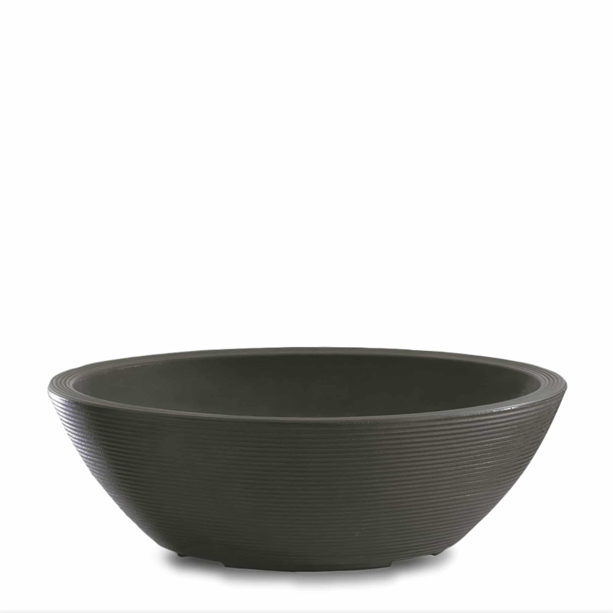 Delano Oval Bowl Old in Bronze Brown – Oval planter bowl in bronze-brown finish on white background