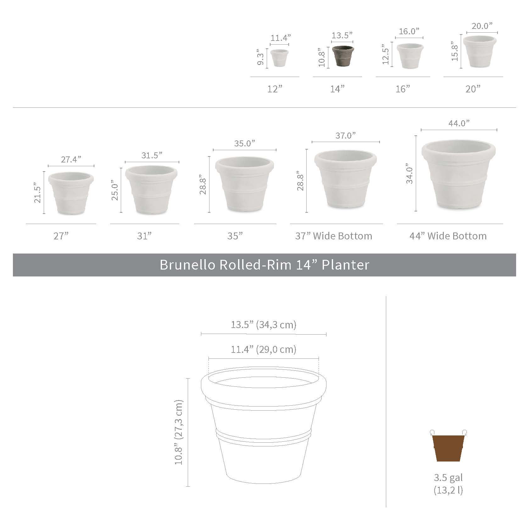 Brunello 14" Planter