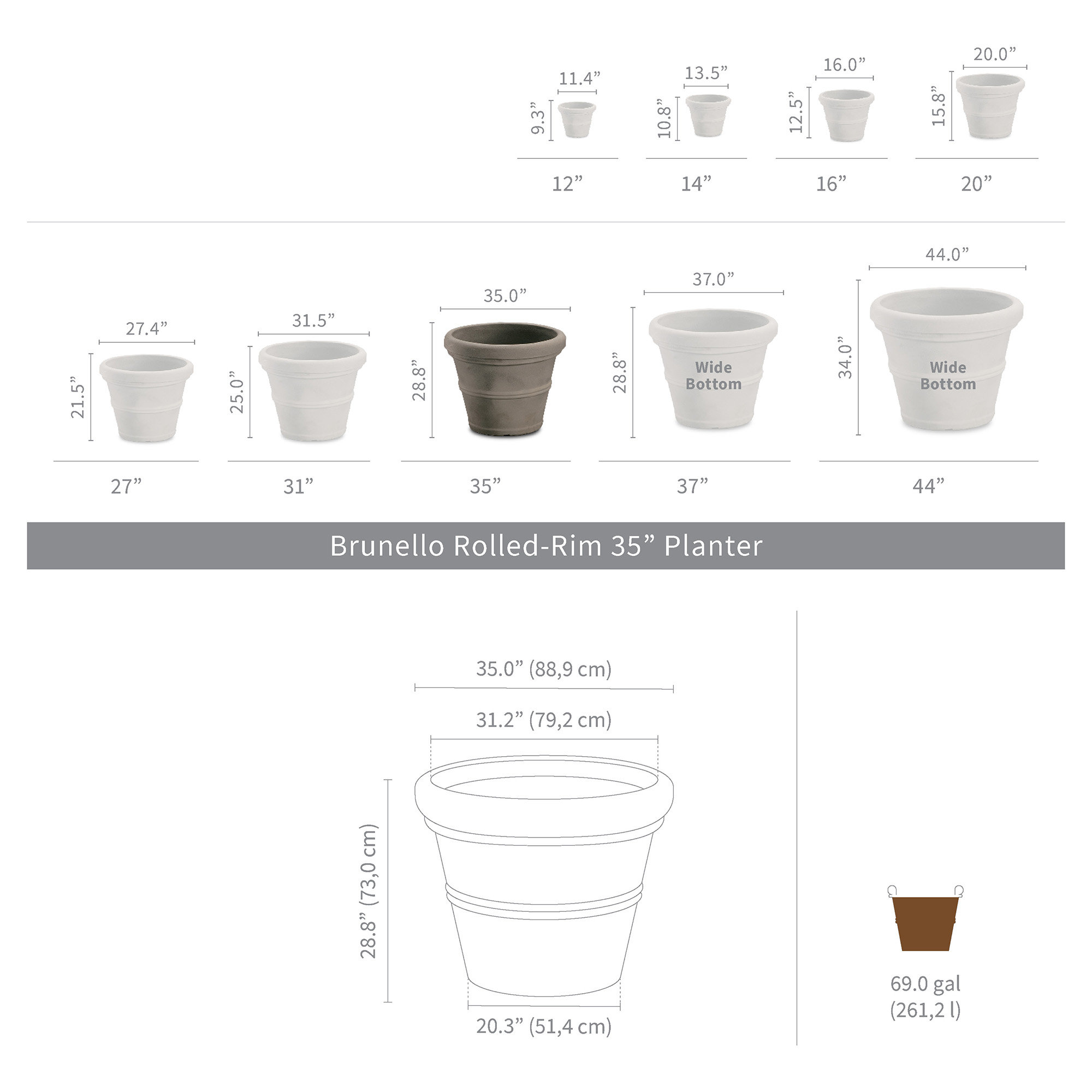 Brunello 35" Planter