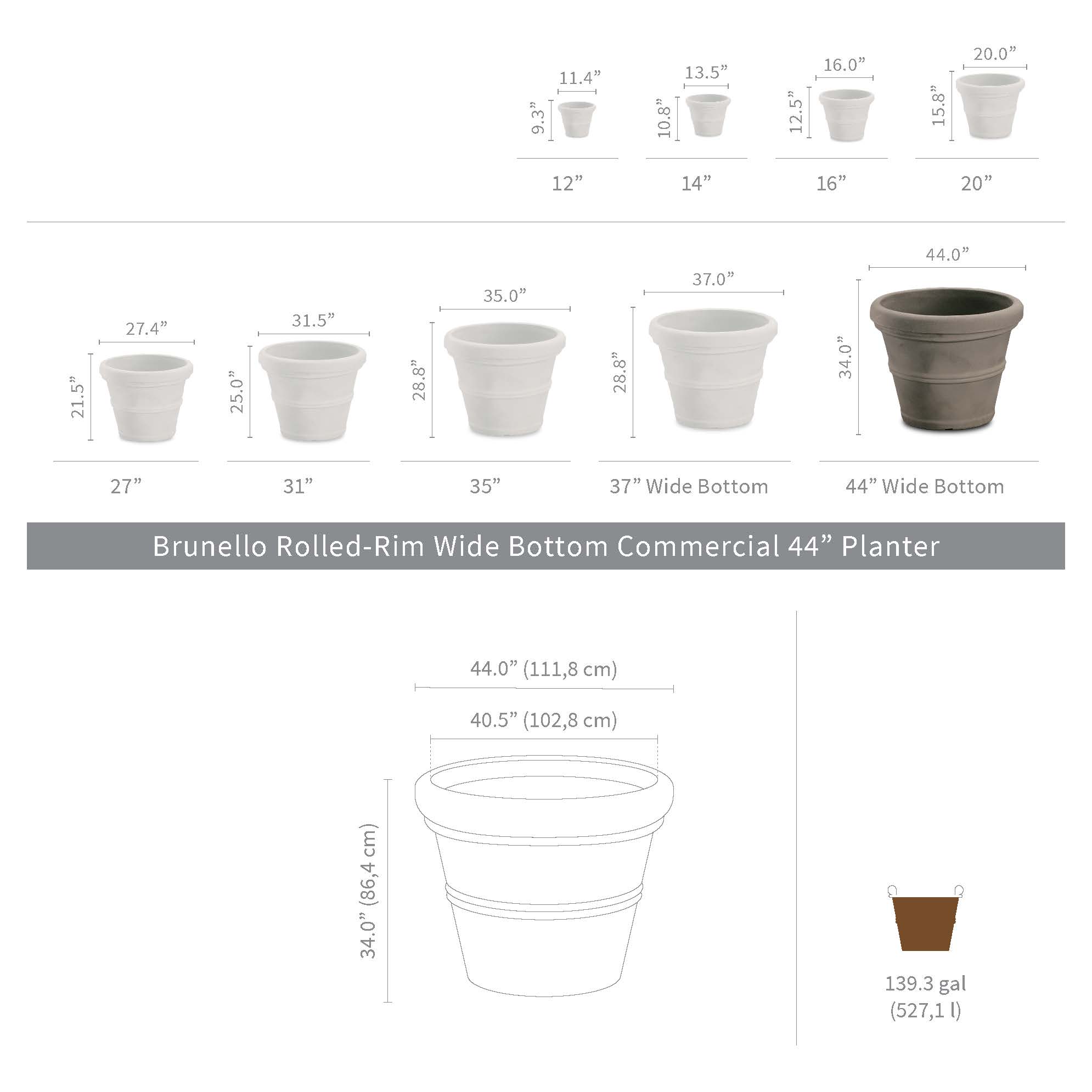 Brunello 44" Planter