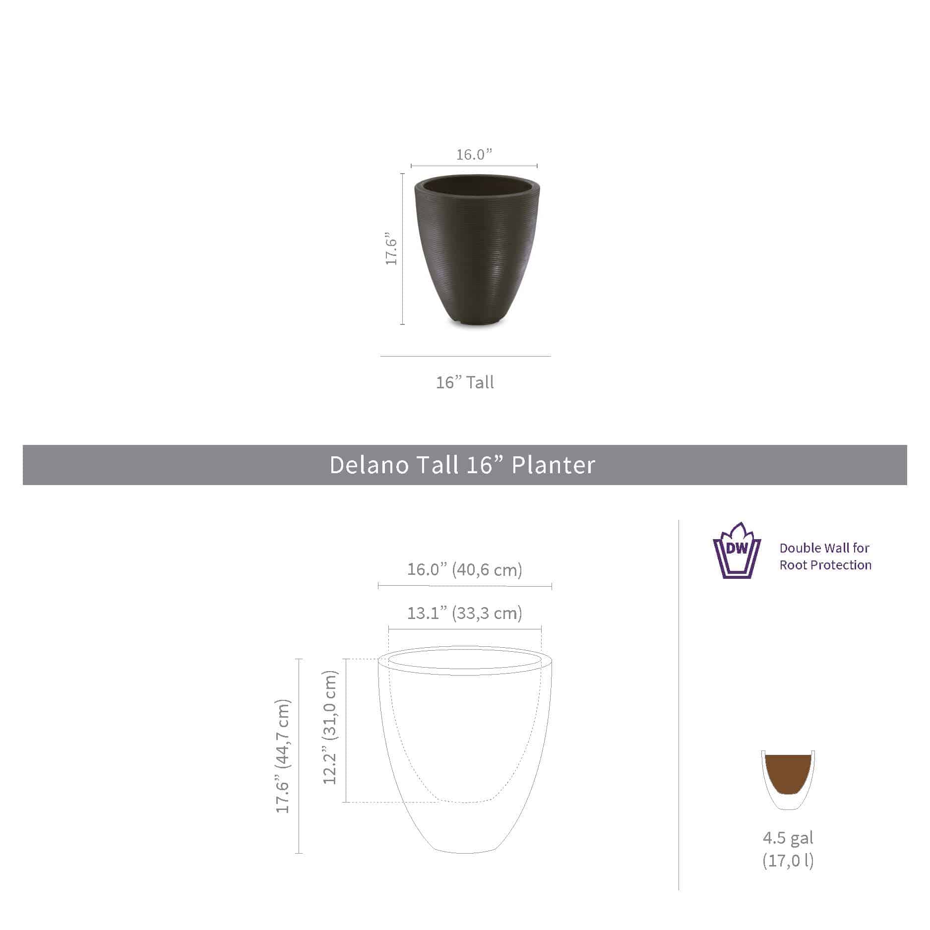 Delano Tall 16" Planter