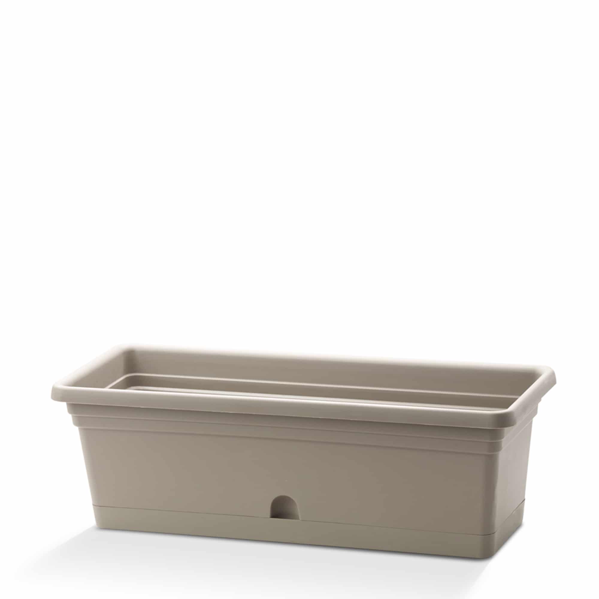 Emma rectangular planters in cappuccino brown – Cappuccino brown rectangular planter with tray