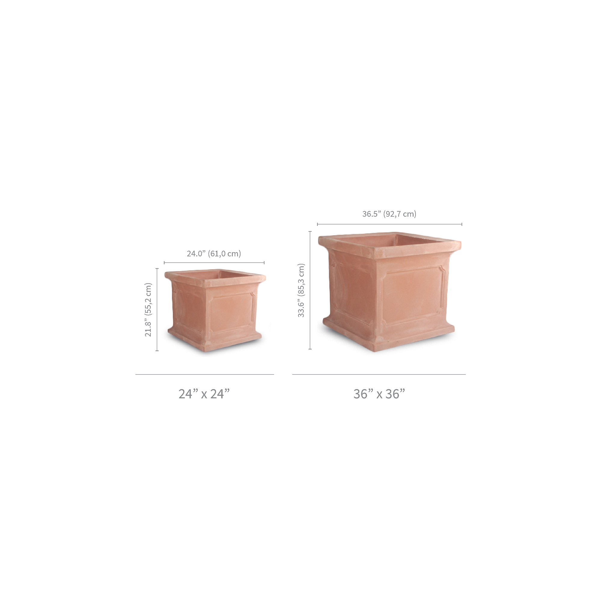 Estate Square planter specifications