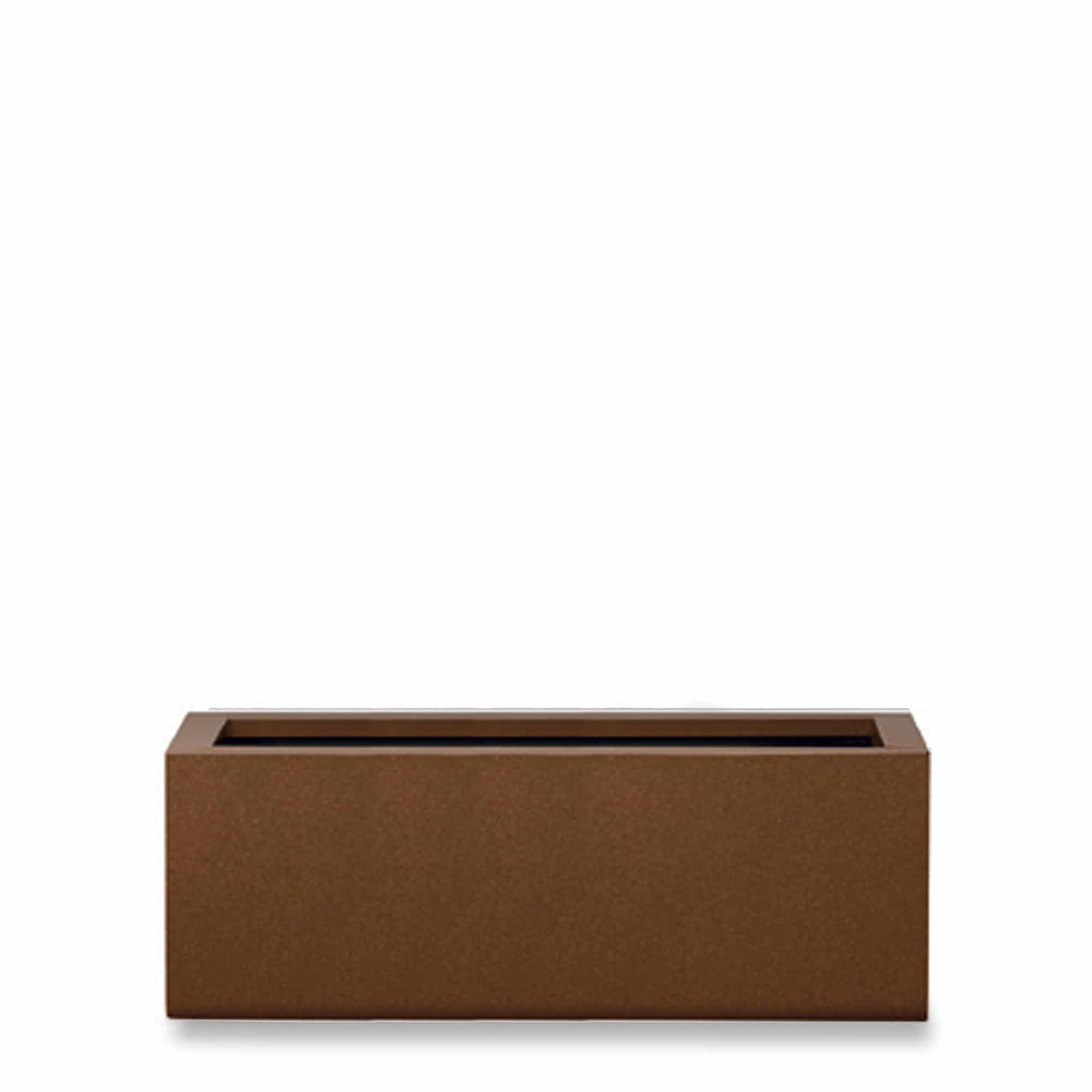 Ferrum Low Narrow Rectangular planter in steel brown