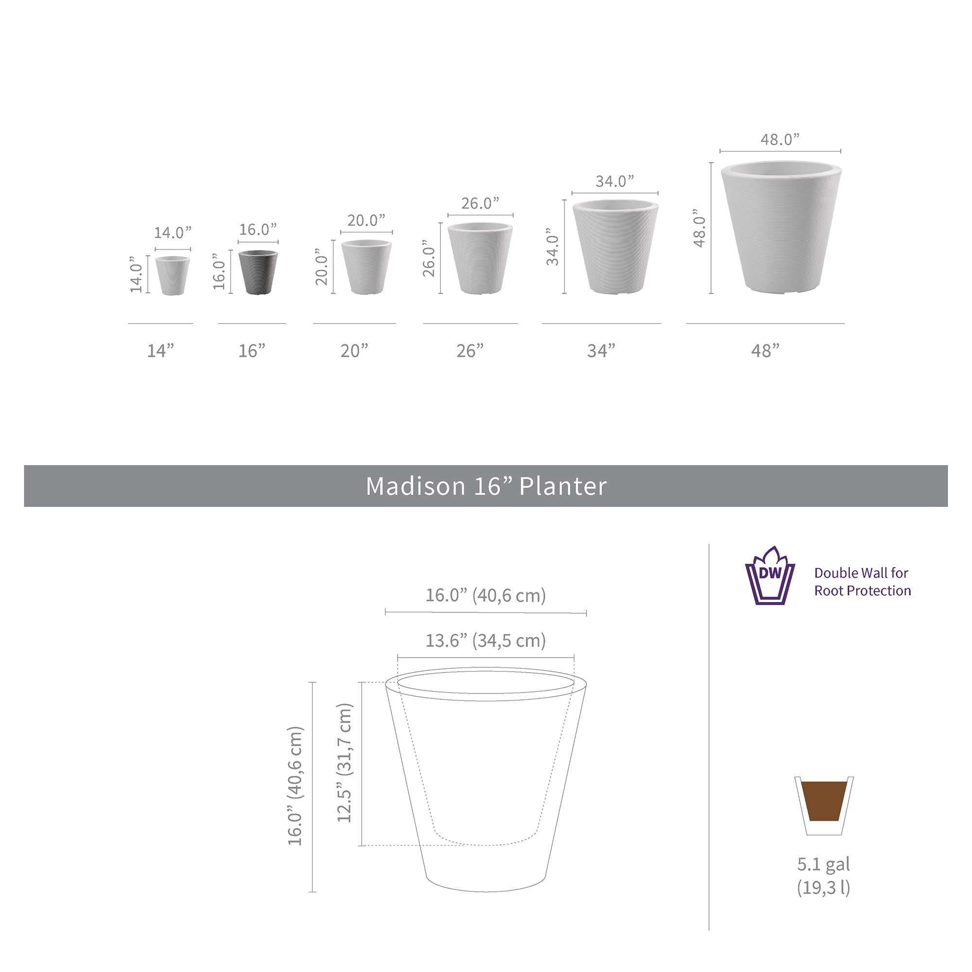 Madison 16 inches Planter