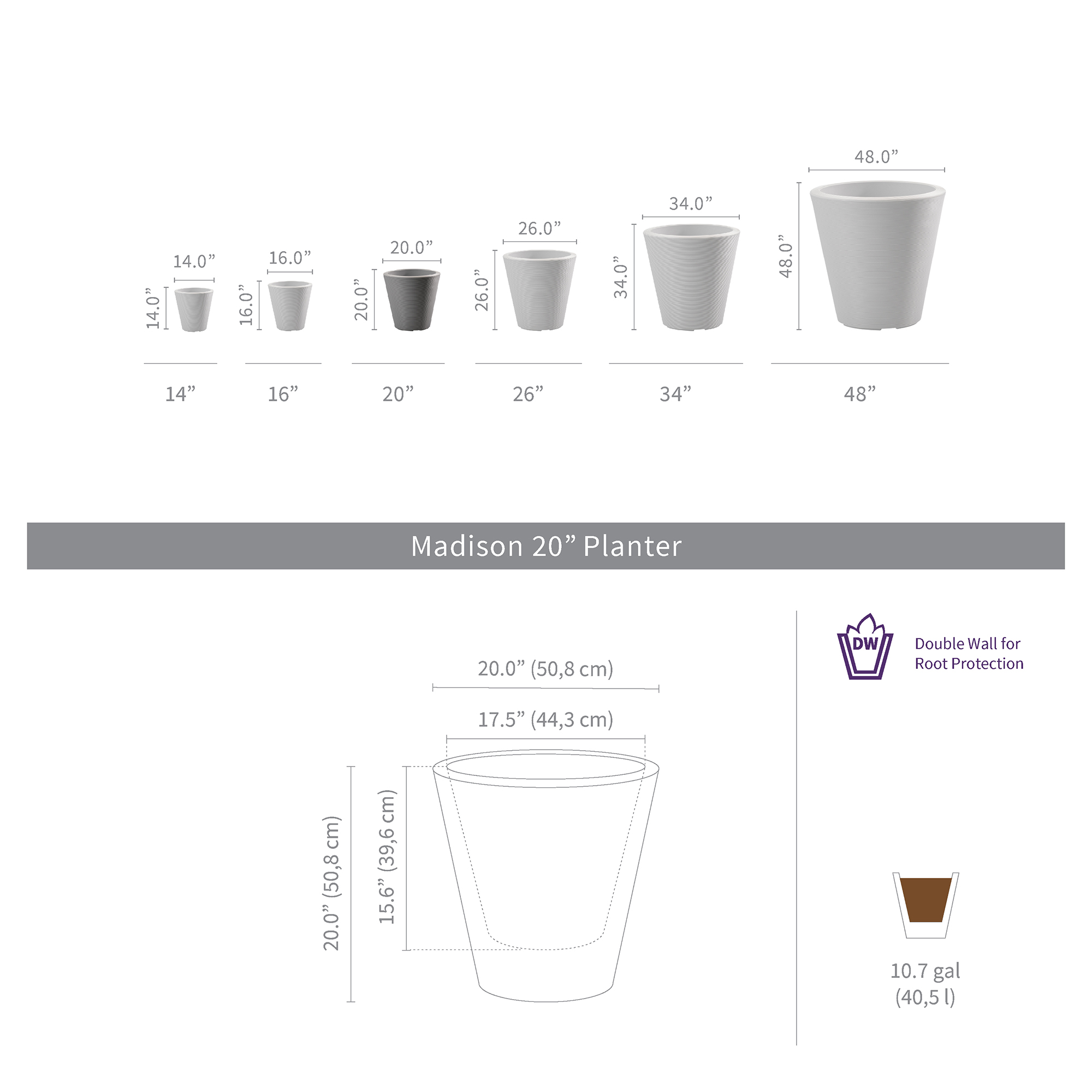 Madison 20 inches Planter