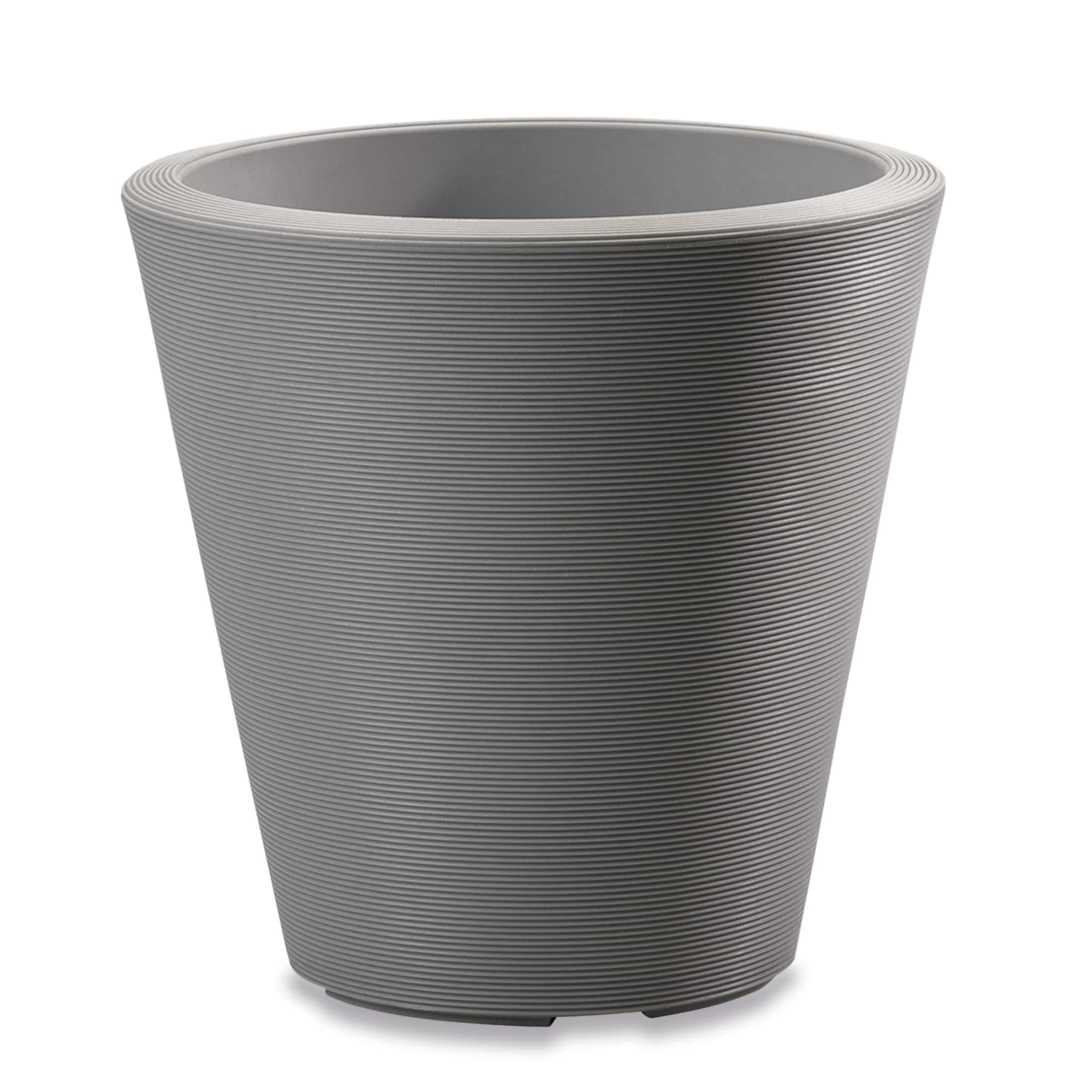 Madison Planter in Slate Grey – Slate gray round planter with tapered shape