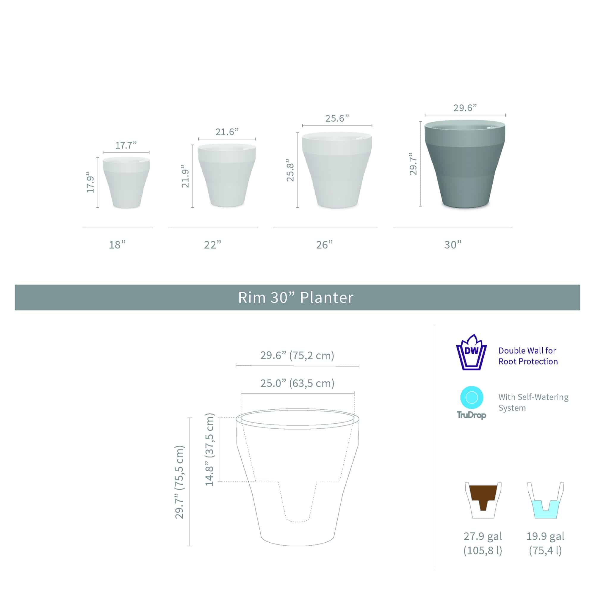 Rim 30 inches Planter