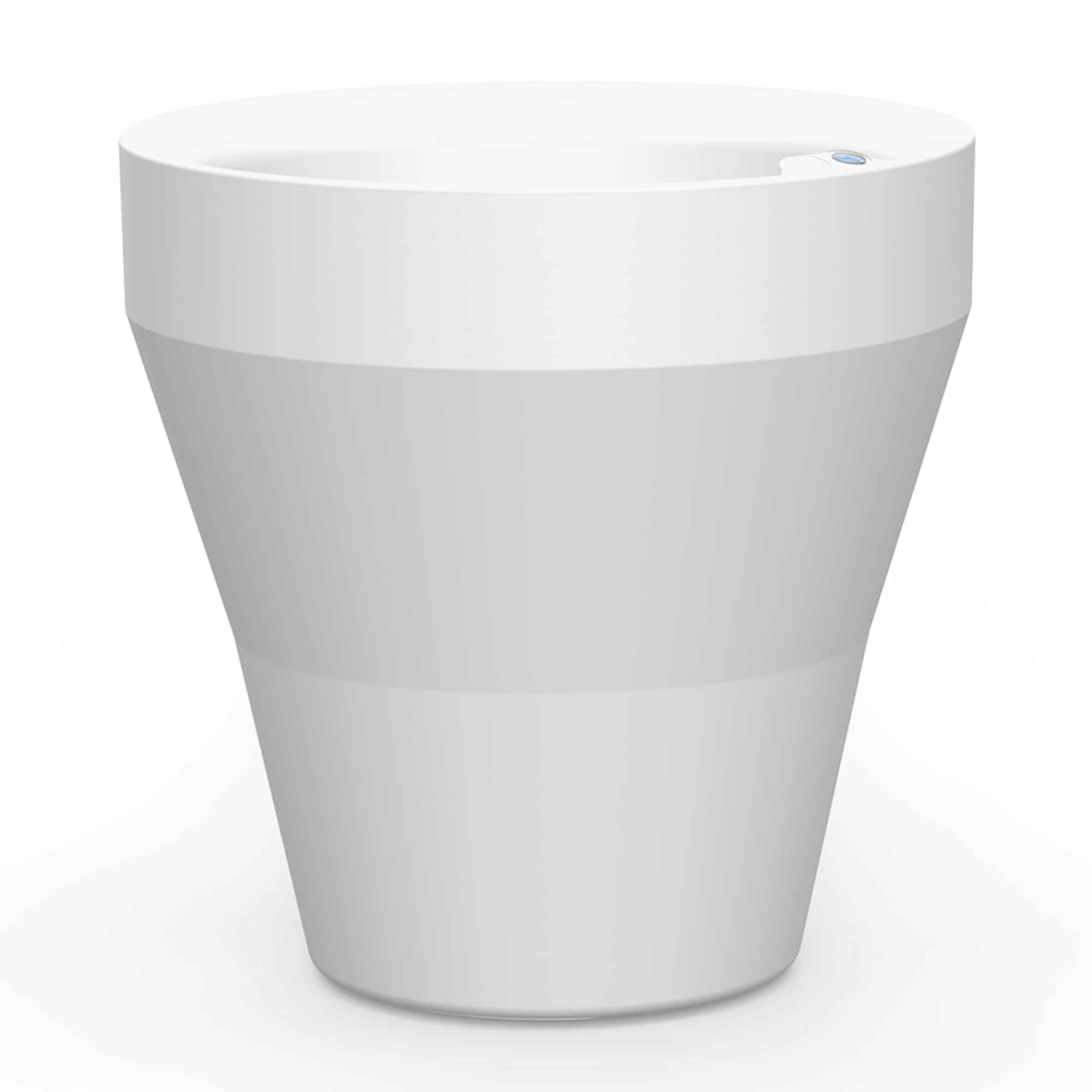 Rim Planter TruDrop Alpine White – White round planter with wide rim