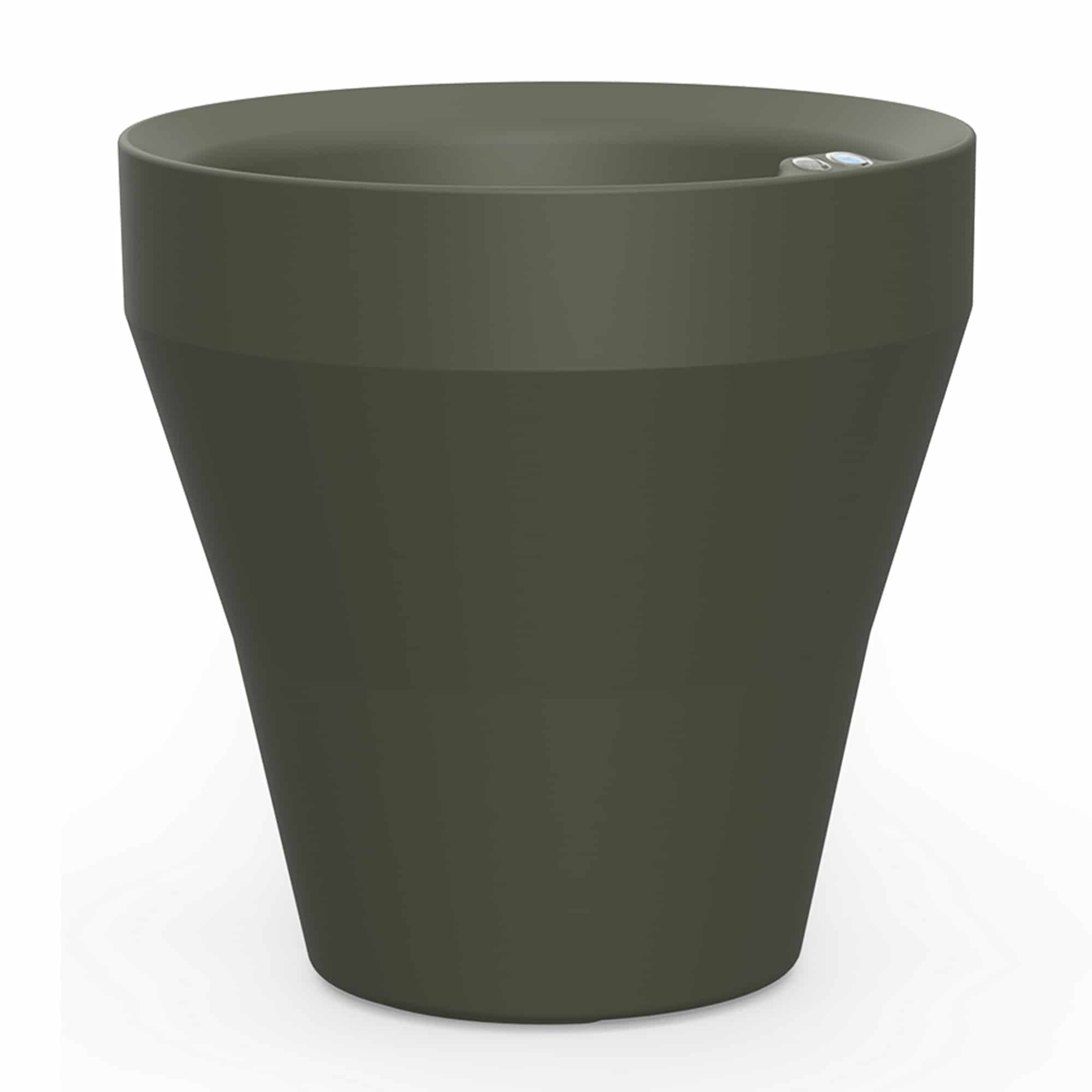Rim Planter TruDrop Olive – Olive green round planter with wide rim