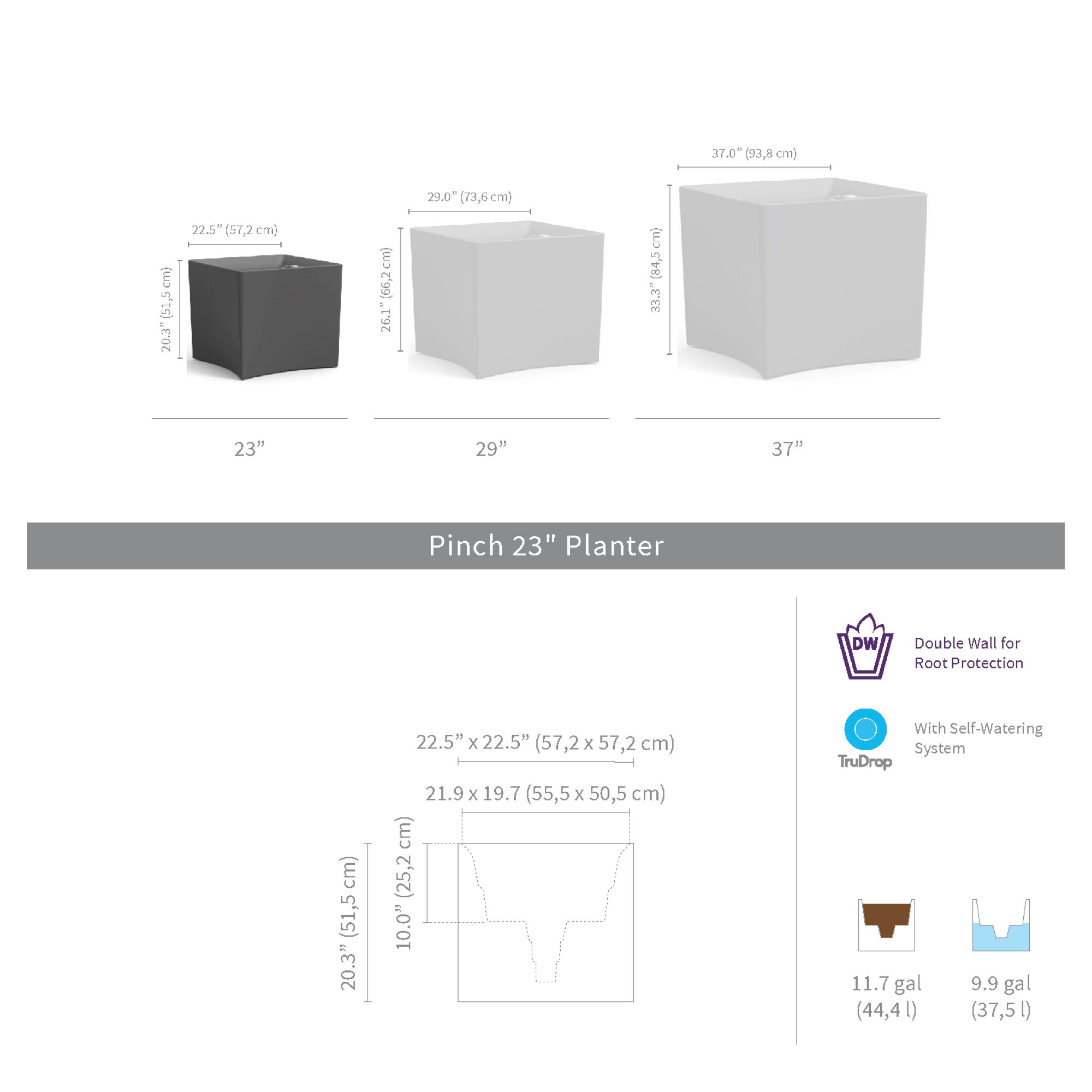 Infographic for Pinch 23 in Planter