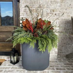 Showcase your holiday spirit through plants in pots. 
