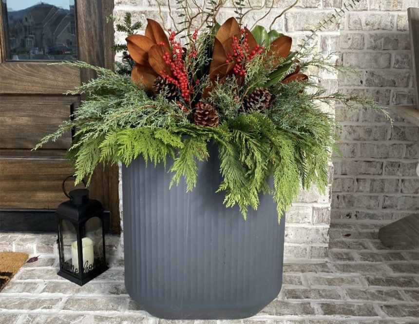 Showcase your holiday spirit through plants in pots.