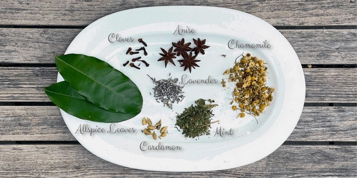 Herbal Teas served on a platter.