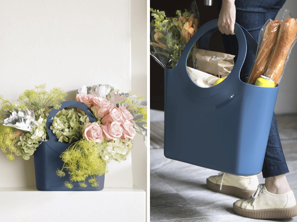 Multifunctionl bag that carries flowers or groceries.