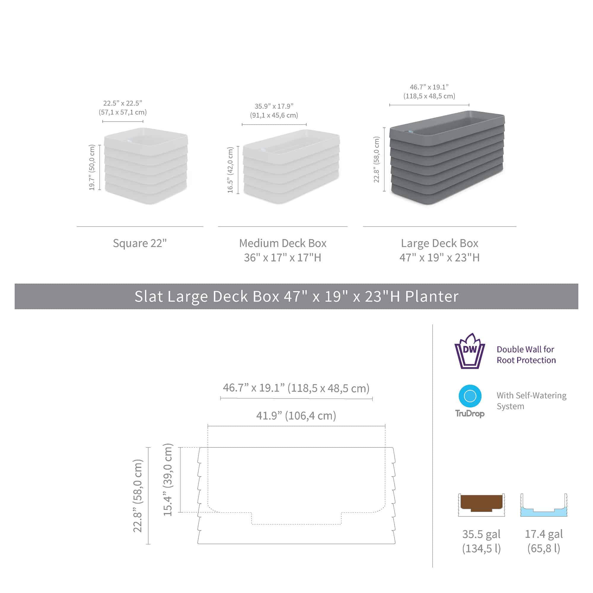 Infographic for Slat Large Deck Box