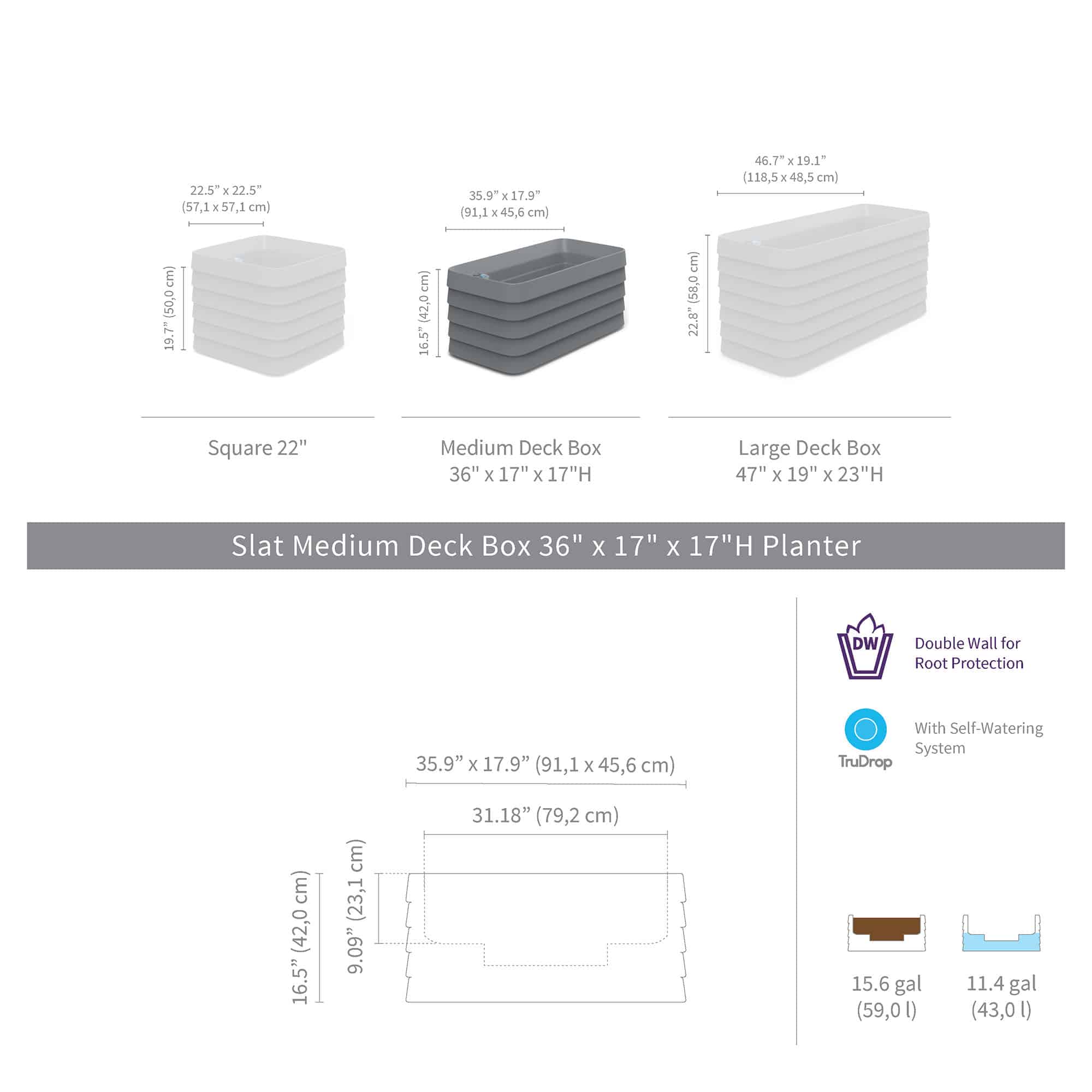 Infographic for Slat Medium Deck Box